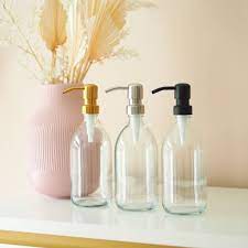Decorative refillable shampoo bottles uk. Refillable Clear Glass Bottle With Metal Pump By Oikku Notonthehighstreet Com
