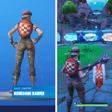 Renegade raider is a rare outfit in fortnite: Renegade Raider Banner Shield Emblematic Fortnitefashion