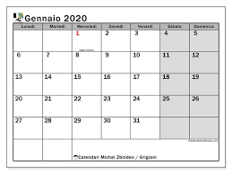 Calendario Gennaio 2020 Grigioni Cose Da Comprare Calendario