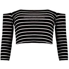 Black And White Striped Shirt Crop Top Andrea Striped Bardot Rib Crop Top 2 82 Liked On Polyvore Featuring Tops Shirts Crop Tops Ribbed Top R Ribbed Crop Top Crop Shirt