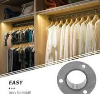 FOMIYES 1Pack Closet Rod Base Round Cylinder Stainless Steel Heavy Duty Closet Pole Holder Silver