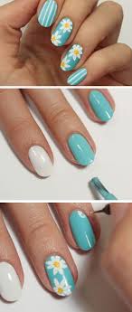 Daisy Blue Awesome Spring Nails Design For Short Nails Easy Summer Nail Art Ideas Yaz Tirnak Sanati Tirnak Sanati Tasarimlari