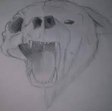 3 draw small rectangle shapes with smooth corners connected to the base part of the rectangle to form the bear's legs. Half Bear Skull Half Bear Face Drawing Art Amino