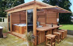 abri de spa gazebo bois a monter au sol clair azur cabanon de jardin gazebo bois spa bois