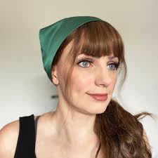 Buy Emerald Mulberry Silk Audrey Triangle Headscarf- Sewn in the UK Online  in India