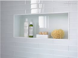 Niche 10x24x5 Lined With Starphire Glass Custom Painted On The Back To Match The Surrounding Tile Ann Sacks 2x12 Shower Remodel Shower Niche Bathroom Niche