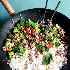 Ground Chicken And Rice Stir Fry Recipe Yummly Recipe Ground Chicken Recipes Healthy Mince Recipes Healthy Minced Chicken Recipes