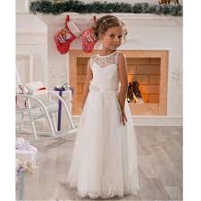 Mooie Kant Bloem Meisjes Jurken Een Lijn Scoop Pleats Bridal Meisje Dragen Eerste Communie Jurk Voor Meisje Vestido Meisjes Jurken Bloemenmeisjes Bruidsmeisjes