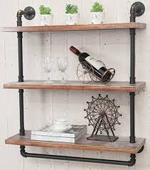 Metal kitchen shelves industrial looking bookshelves with glass. Amazon Com Dofurnilim Industrial Retro Wall Mounted Iron Water Pipe Shelf Hung Bracket Diy Storage Shelving Bookshelf Wood Shelf 24 Width Wall Bookcases Home Kitchen