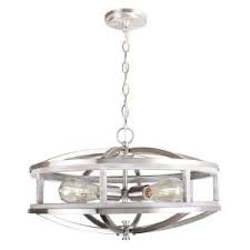 Eglo Westbury 4 Light Brushed Nickel With Grey Wood Round Pendant 203299a The Home Depot Grey Wood Round Pendant Eglo