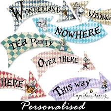 Alice In Wonderland Signs Vintage Decorations Instant Download Cupcakemakeover
