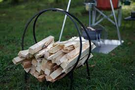 薪置き ログフープ s 収納編 プジョーでキャンプ 薪 キャンプ 収納