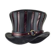The Red Mad Hatter Leather Top Hat Leather Hats Steampunk Hat