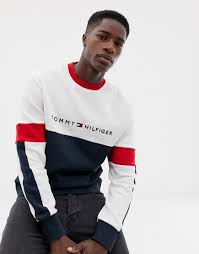 Tommy Hilfiger Limited Sailing Color Block Logo Crew Neck Sweatshirt Relaxed Fit In White Multi Mens Sweatshirts Hoodie Tommy Hilfiger Outfit Mens Sweatshirts