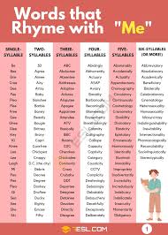 Below is the uk transcription for 'rhyme': 300 Best Words That Rhyme With Me In English 7esl