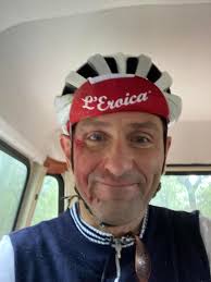 Our friend Andrea Bisighin catching up with U.S Bob, another friendly face  from Velo Retro