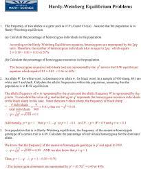 1) sexual reproduction alone does not lead to evolution 2) the frequency of each allele in a gene pool will remain constant The Hardy Weinberg Equation Worksheet Answers Worksheet List