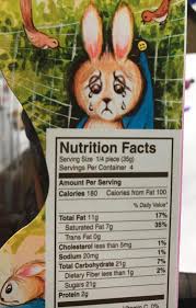 Vanilla looked up at her daughter and smiled and fell asleep in cream's arms. The Bunny Is Crying At The Nutrition Facts On My Kid S Chocolate Easter Bunny Box Mildlyinteresting