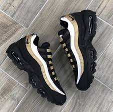 Nike Air Max 95 Og Black Gold White Mens Trainers At2865 002 Nike Lifestyle Nike Air Shoes Hype Shoes Sneakers