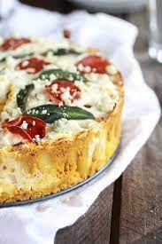 Butternut Squash And Gorgonzola Rigatoni Pasta Pie With Fried Sage Half Baked Harvest Recipe Rigatoni Pasta Pie Pasta Pie Food Processor Recipes