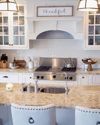 Giallo Ornamental Granite Cabinet Paint Color Is Dover White By She White Subway Tile Kitchen White Subway Tiles Kitchen Backsplash Off White Kitchen Cabinets
