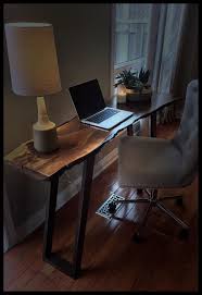 I'm so excited to share this live edge wood slab desk with you! Black Walnut Live Edge Desk Live Edge Desk Desk In Living Room Live Edge Wood Desk
