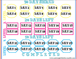 30 Day Shred Countdown Sheet 30 Day Shred I Work Out Body Is A Temple