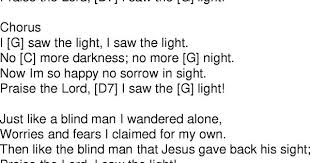 Old Time Song Lyrics With Chords For I Saw The Light G Easy Guitar Songs I Saw The Light Guitar Lessons Songs