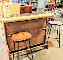 Vintage woven bamboo wicker cocktail tiki bar, 1960s $395 ...