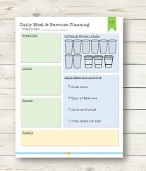 New Year Sale Meals And Exercise Printable Includes Water And Coffee Intake New Years Sales Exercise Meals