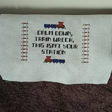 Stitch your way to the holidays with this free christmas cross stitch pattern! Calm Down Trainwreck Counted Cross Stitch Pattern Wall Decor Kolenik Mixed Media