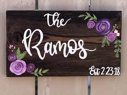 Add a little pizzazz to any wall with our bright and bold sunny days personalized room sign, fashioned with pretty orange flowers and colorful geometric designs. Family Established Sign Wood Sign Hand Painted Flowers Bridal Shower Wedding Gift Family Established Sign Wood Wood Signs Established Family Signs