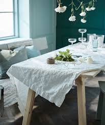 Try A Tablecloth In A Linen Mix And Make A Bench More Comfy With Cosy Cushions And Rugs Get Inspired By Ikea Interior Contemporary Office Furniture Ikea Table