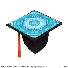 Turquoise Custom Patterned Flair Graduation Cap Topper Custom Graduation Cap Toppers Go Out In Graduation Cap Toppers Tassel Toppers Custom Graduation Caps