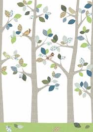 Inke Tapeten Wandbild Wald Vogel Grau Grun Blau Tapeten Wandbilder Tapeten Kinderzimmer Grun