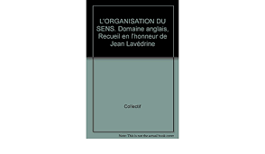 Sens de l'organisation en anglais. L Organisation Du Sens Domaine Anglais Recueil En L Honneur De Jean Lavedrine Travaux Universite Jean Monnet Saint Etienne French Edition Collectif 9782901559351 Amazon Com Books