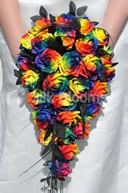 Vibrant Artificial Neon Rainbow Rose Cascade Wedding Bridal Bouquet Vibrant Artificial Neon Ra Rainbow Wedding Dress Rainbow Wedding Theme Silk Flowers Wedding