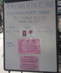 Berita acara pemilihan menindak lanjuti keinginan warga untuk pemekaran wilayah aa9, ab3, ab4, dan ab5 maka pada tanggal 20 november 2010 diadakan pemilihan ketua rt 05 rw 20 yang dihadiri oleh 32 kk dari 50 kk yang ada. Akhirnya Berita Acara Pemilihan Ketua Rt 03 Rw 10 Sampai Kemeja Lurah Meranti Pandak Riaupublik Com