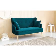2 Sitzer Sofa Mit Petrolblauem Samtbezug Leon Maisons Du Monde Blue Sofa Design Sofas For Small Spaces Sofa Design