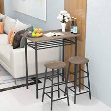 Take this pub table set for example, featuring: Weehom 3 Pieces Bar Table Set Modern Pub Table And Chairs Dining Set Kitchen Counter Height Dining Table Set With 2 Bar Stools Built In Storage Layer Easy Assemble Buy Online At