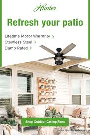 Choose a damp rated outdoor ceiling fan if you intend to install it on covered gazebo, bathroom, patio, porch or the hunter 59135 key biscayne weathered zinc ceiling fan with reversible blades is a. Refresh Your Patio Outdoor Ceiling Fans Hunter Outdoor Ceiling Fans Ceiling Fan