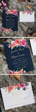 Romantic Navy Blue And Floral Coral Wedding Invitation Set Ewi428 Coral Wedding Invitations Wedding Invitation Sets Wedding Invitations Rustic