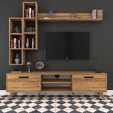 Rani A5 Duvar Rafli Kitaplikli Tv Unitesi Duvara Monte Dolapli Modern Ayakli Tv Sehpasi Ceviz M16 Mobilya Ev Icin Oturma Odasi Fikirleri