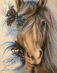 Www Facebook Com By Sheena Pike Art Coloured Pencil Panpastels Art Horse Blue Horse Snowflake Horse Art Winter Hor Pike Art Horse Art Animal Art