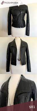 Caslon Genuine Leather Stretch Panels Jacket Lnc Zipped Leather Jacket Panel Jacket Jackets