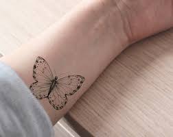 Flower Tattoo Fake Tattoo Black And White Floral Tattoo Girly Tattoo Big Tattoo Girl Temporary Tattoo By Temp Tat Girly Tattoos White Butterfly Tattoo Fake Tattoos