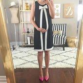 Neck Bow Tie Black And White Maternity Dress White Maternity Dresses Maternity Clothes Baby Shower Dresses