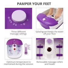 Naipo Neck Back Massager With Heat And Air Compression Purple Sensio Foot Spa Massager Bath Pamper Your Feet With Heat Bubbles And Massaging Tools All In One Home Salon Therapeut Foot Spa Massage Tools Pedicure Set