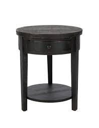 Doris Round End Table With Storage Drawer Distressed Black Black End Tables End Tables Sofa End Tables