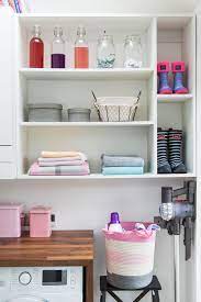 The shelves come in three color combination's, namely white and tt3 shelving system consists of several tall single columns and a corner unit with rectangular shelves in italian walnut. Utility Room Shelving Ideas Organise Laundry Supplies With Smart Solutions